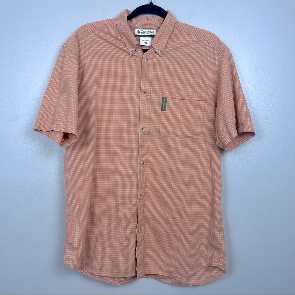 Columbia Men's 100% Cotton Plaid Short Sleeve Button Down Shirt Size M; Outdoor